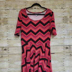 LuLaRoe Nicole Dress 2XL - Muli-Colored Chevron Print